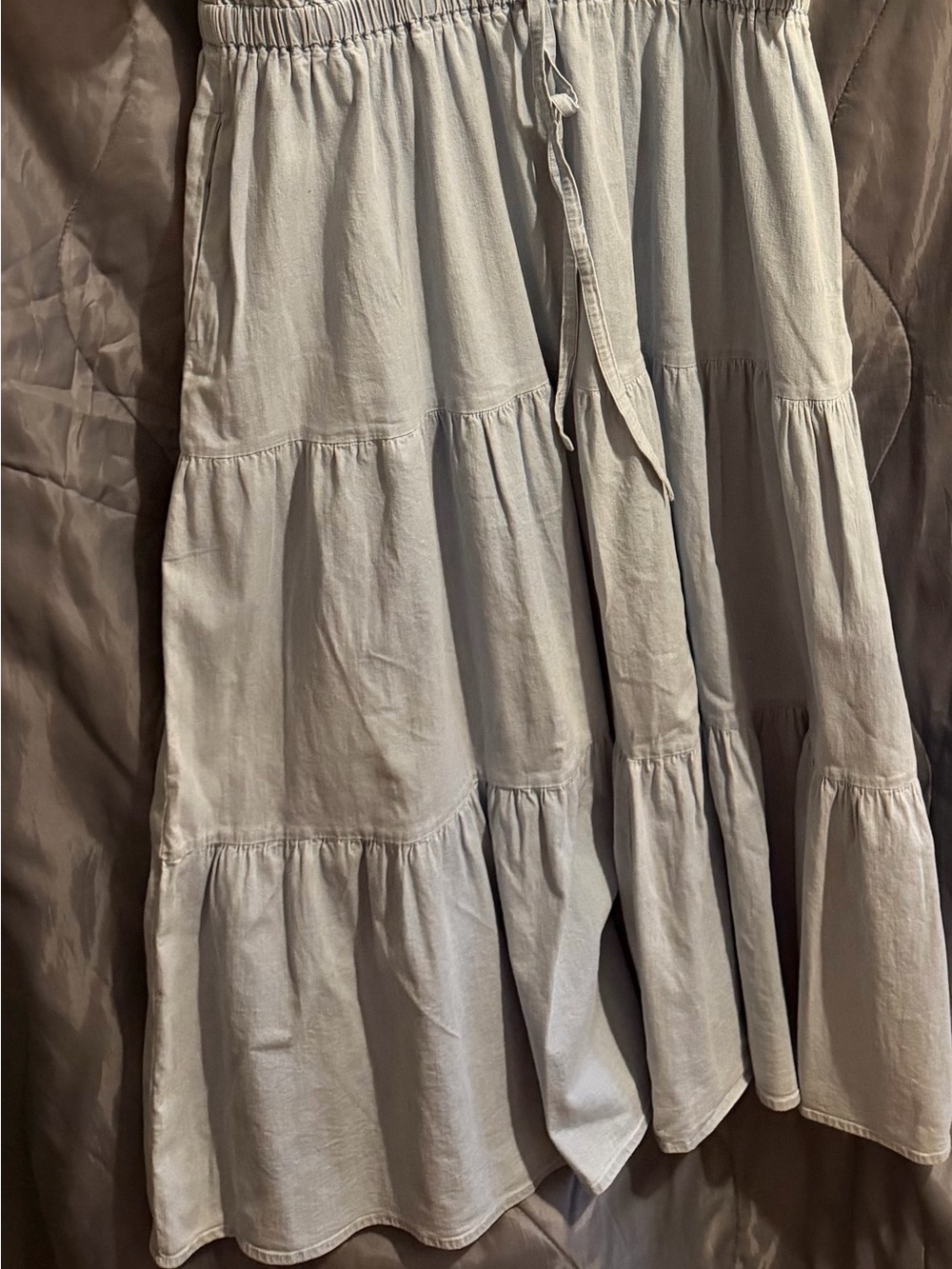 Anne Klein Pale Wash Light Blue Drawstring Waist Dress - Picture 4 of 4